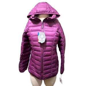 Spyder Womens Wine Color Packable Hooded Puffer Jacket Coat Size M New with Tags
